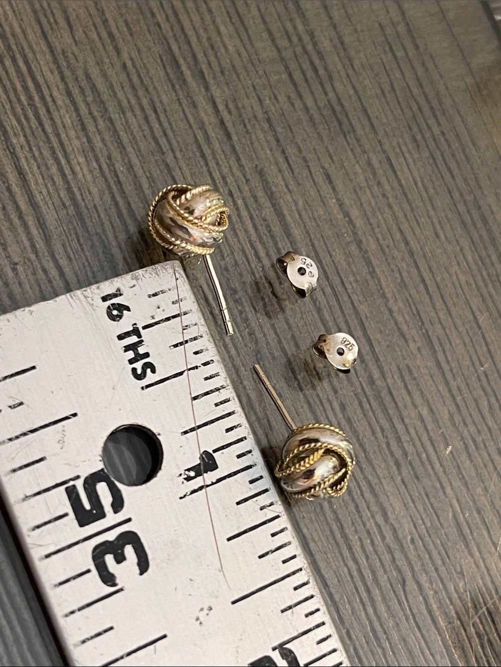 Vintage Two-Tone Sterling Silver Love Knot Studs - Picture 11 of 16